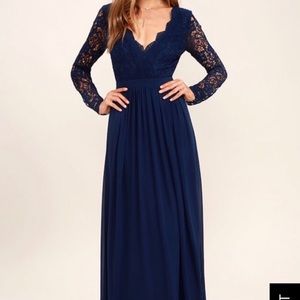Navy LuLu’s Awaken My Love Lace Maxi Dress